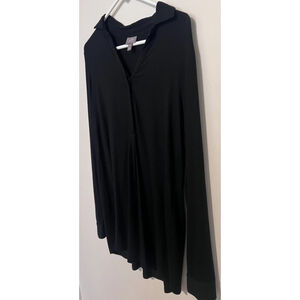 J. Jill Tunic Women’s Small Black Minimalist Collared Long Sleeve Knit Top